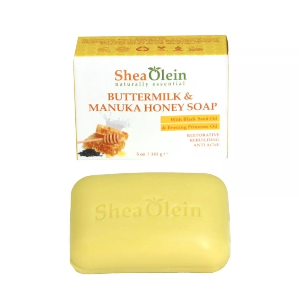 Buttermilk & Manuka Honey Shea Olein Natural Soap 5 oz Bar w/ Black Seed Oil